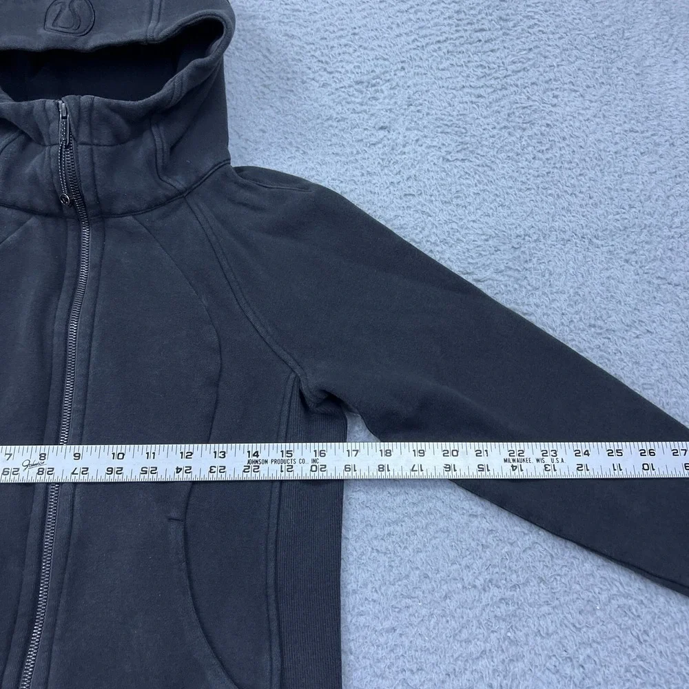 Lululemon Scuba Hoodie Full Zip Sweater Classic Cotton Fleece Black Sz 6 W4AP7S*